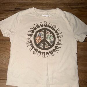 abercrombie kids cream tee with floral peace sign